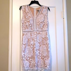 NWT! White lace dress with nude underlay